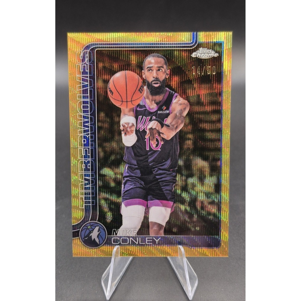 2026 Topps Chrome Mike Conley #109 Gold Wave Refractor /50 SP Timberwolves